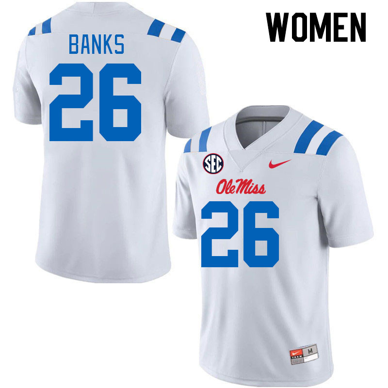 Women #26 Katrevrick Banks Ole Miss Rebels 2024 New Uniforms College Football Jerseys Stitched-White